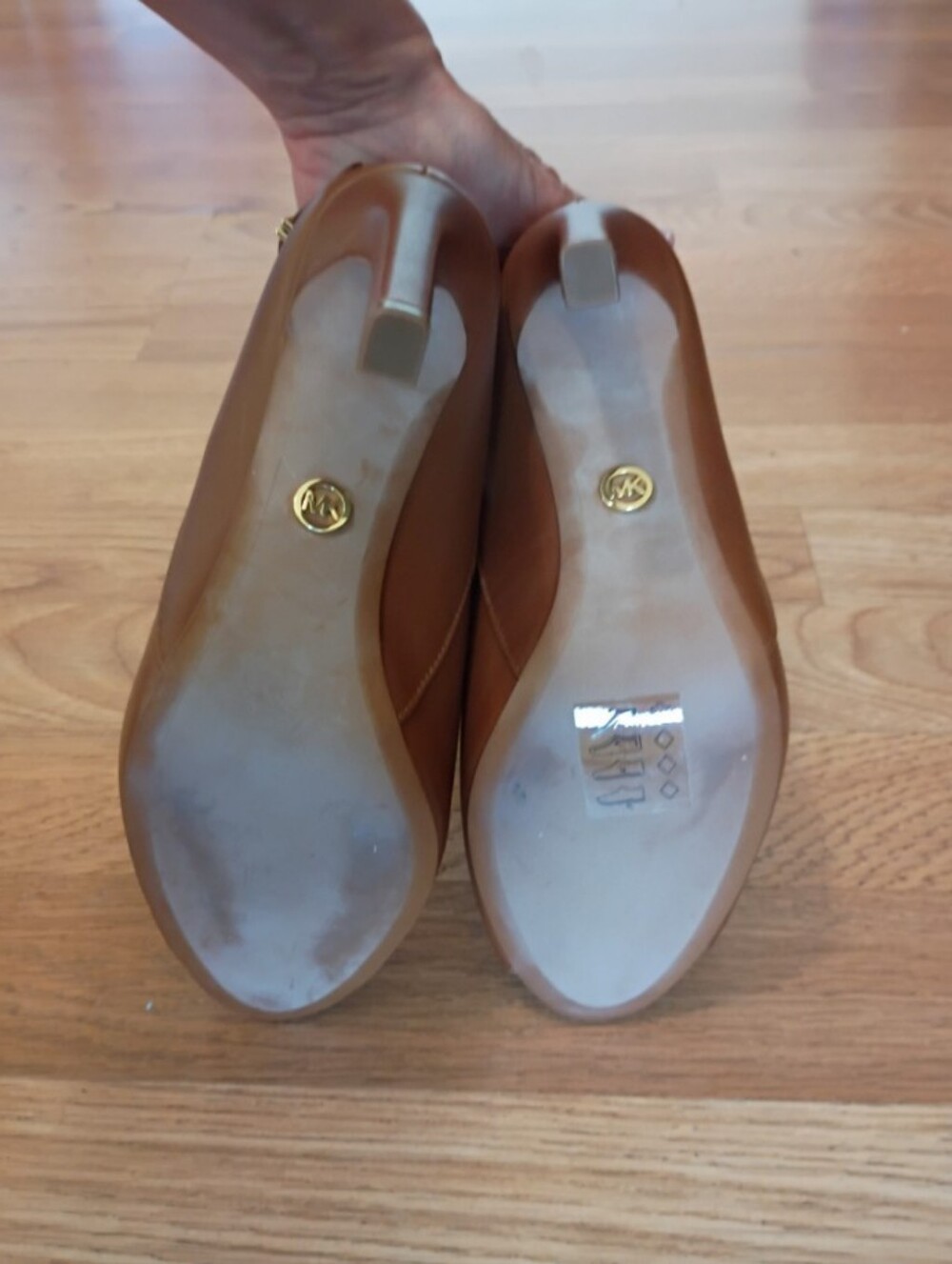 Michael Kors Camel Peep-Toe Leather Ankle Booties - Picture 6 of 6